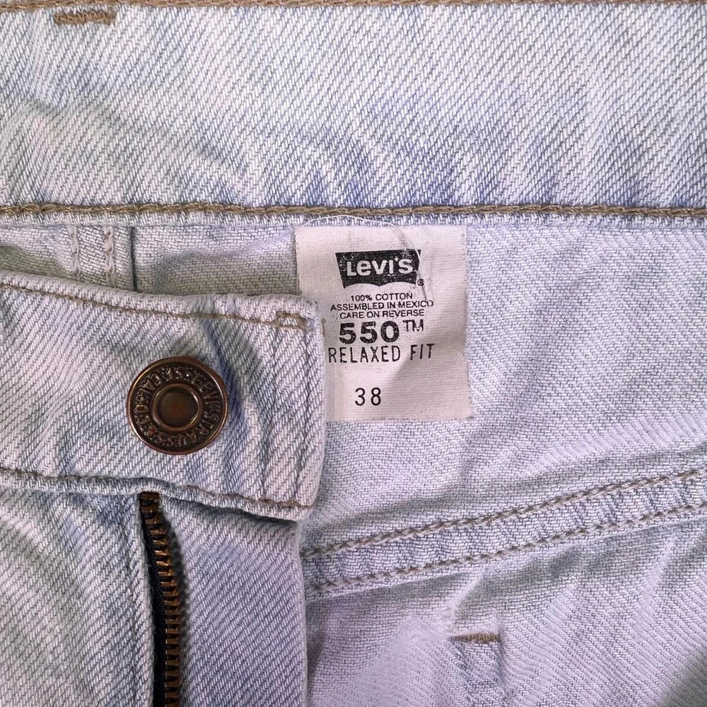 VTG 90s Levis 550 Denim Shorts Men 36 Light Blue Relaxed Jorts Orange Tab Casual